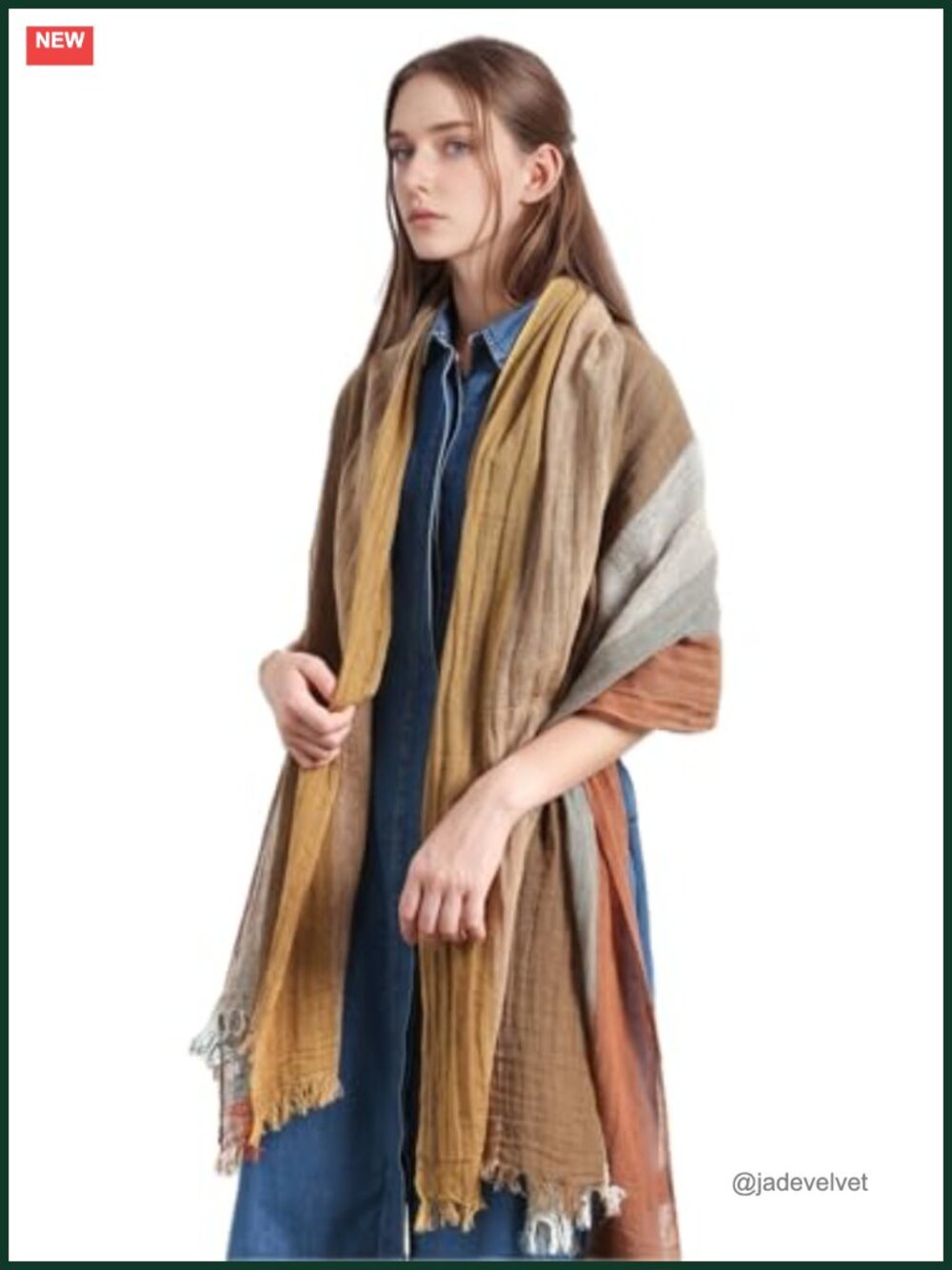 Soft Lightweight Cotton Linen Scarf Shawl Wrap Large
